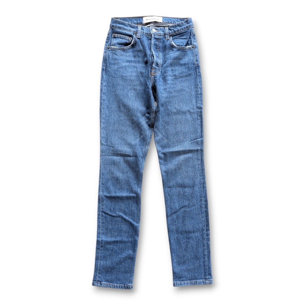 Reformation Serena Button Fly Skinny Jeans 24 |‎ High Waist Vintage Wash
